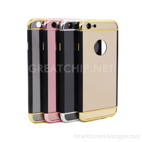 Top Selling Mobile Accessories Electroplating TPU+PC Mirror Back Cover 3 in 1 case for iphon 6s
